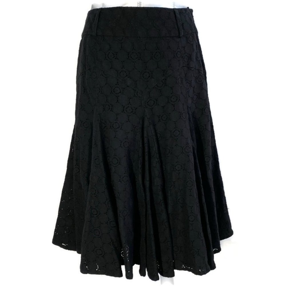 ETCETERA 6 Skirt Fit Flare Black Heavy Embroider Eyelet Lined‎ Full Circle CUTE